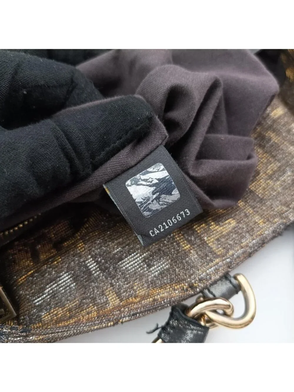 Fendi Mia Gold Fabric Shoulder Bag